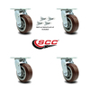 Service Caster 5 Inch Polyurethane Swivel Caster Set with Roller Bearing and Swivel Lock SCC SCC-30CS520-PPUR-BSL-4